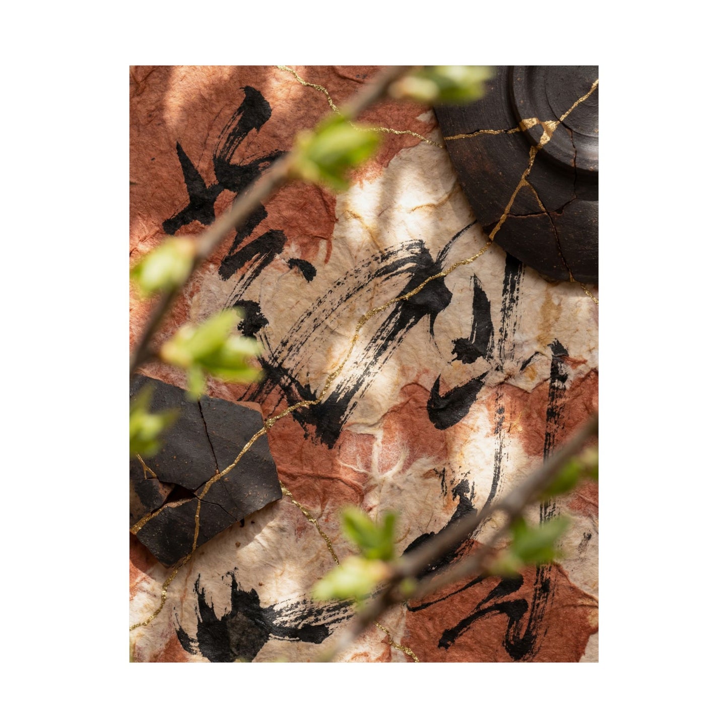 Resilient Ink Brushstroke Wall Art Print - Gold Repair Kintsugi