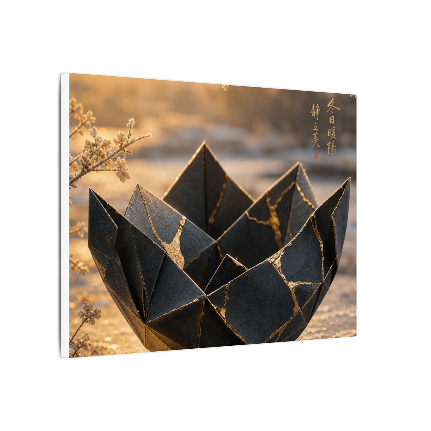 Kintsugi Paper Fold in Golden Hour | Gold Repair Canvas Art