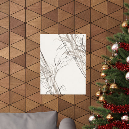 Japandi Shoji Screen in Dappled | Minimal Line Wall Art Print