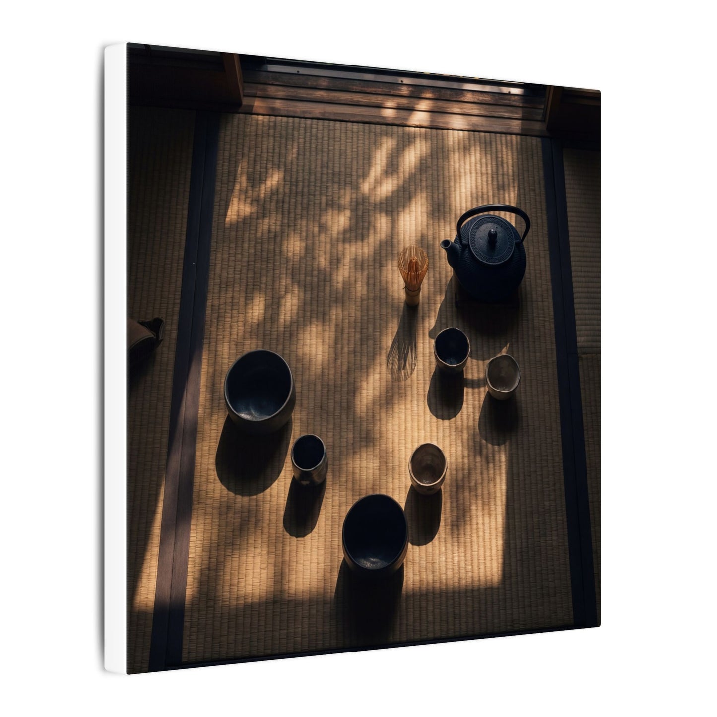 Shibui Tea Ceremony Canvas Art - Dark Japandi Shadow Zen