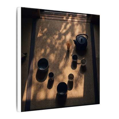 Shibui Tea Ceremony Canvas Art - Dark Japandi Shadow Zen