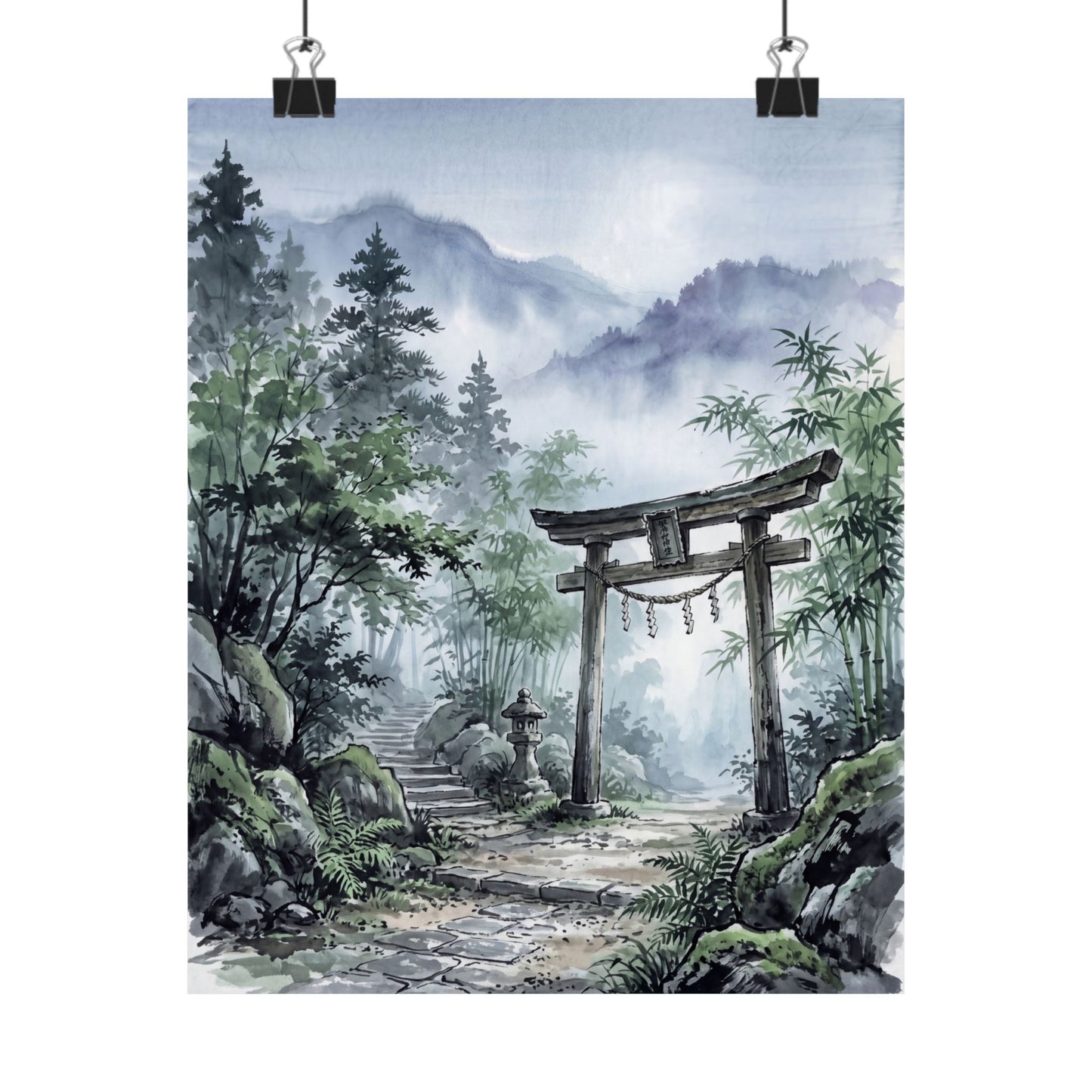 Fukinsei Torii Gate Wall Art Print - Zen Sumi E