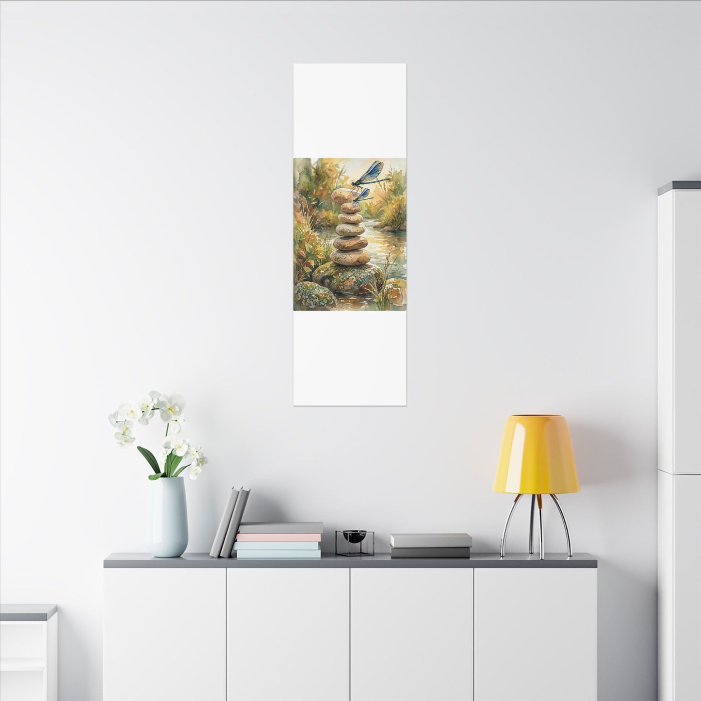 River Stones Summer Canvas Art | Japandi Cozy Design