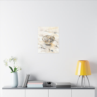 Ceramic Bowl Canvas Art | Winter Japandi Watercolor Art