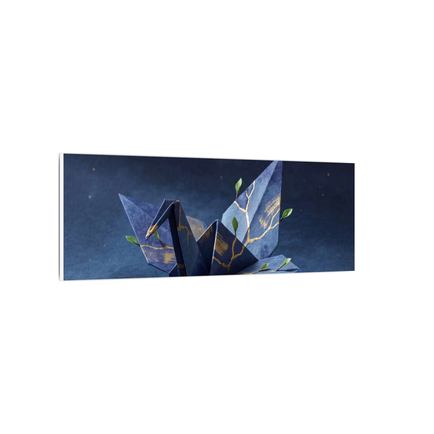Kintsugi Paper Fold in Moonlight | Crackle Gold Canvas Art