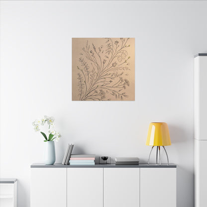 Dried Flowers Canvas Art | Spring Japandi Minimal Line Art