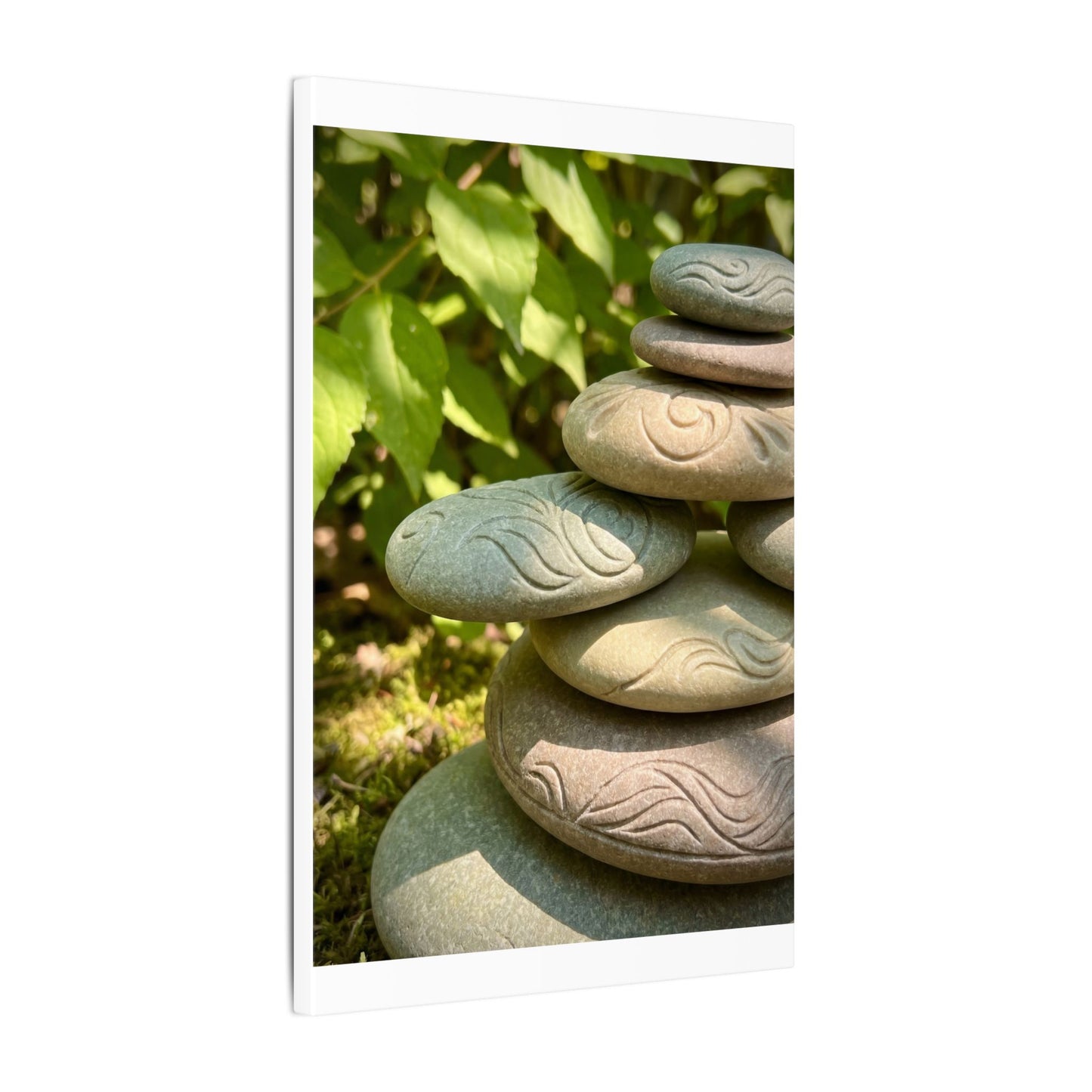 River Stones Summer Canvas Art | Japandi Earthy Design