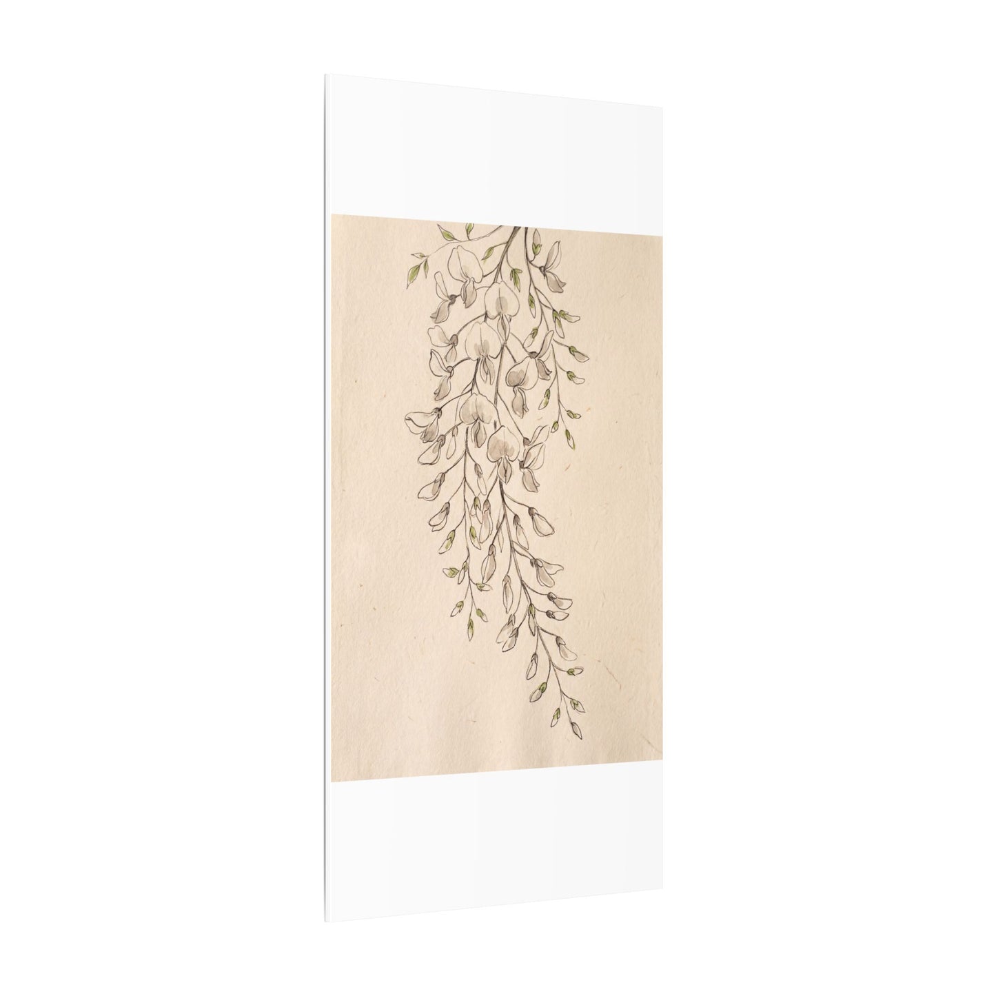 Japandi Wisteria in Golden Hour | Minimal Line Canvas Art