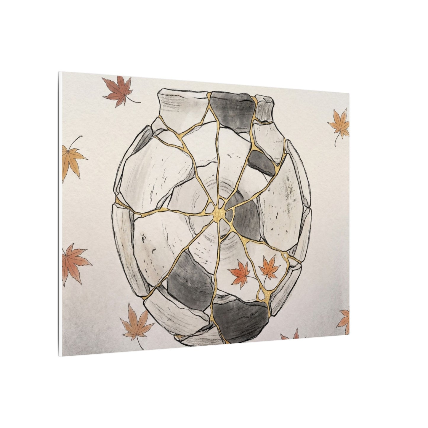 Japandi Broken Pottery in Dawn | Minimal Line Canvas Art