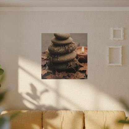 River Stones Canvas Art | Autumn Japandi Texture Art