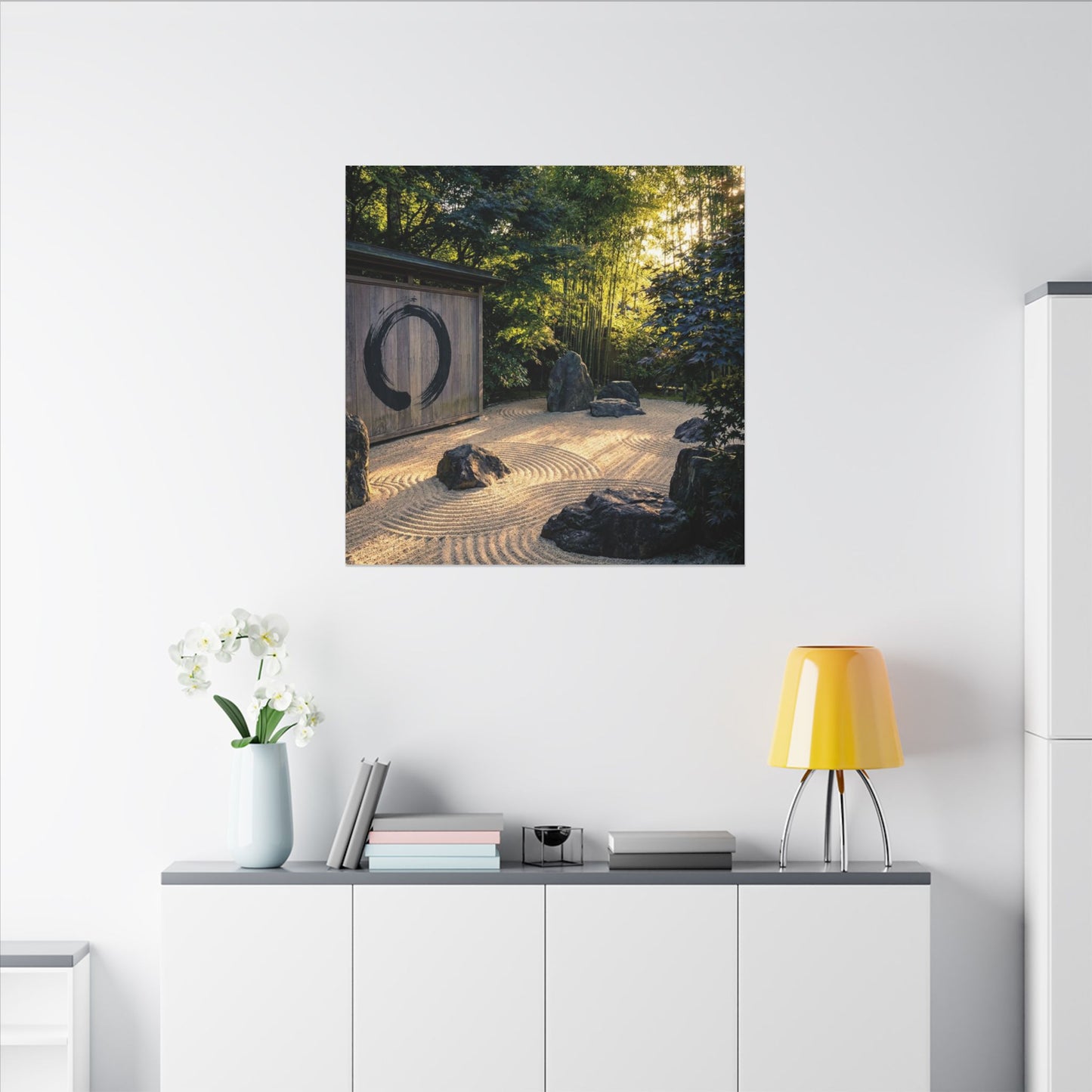 Rock Garden Enso Canvas Art | Tranquil Zen Art