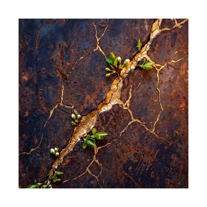 Shibui Rust Patina Wall Art Print - Kintsugi Gold Vein