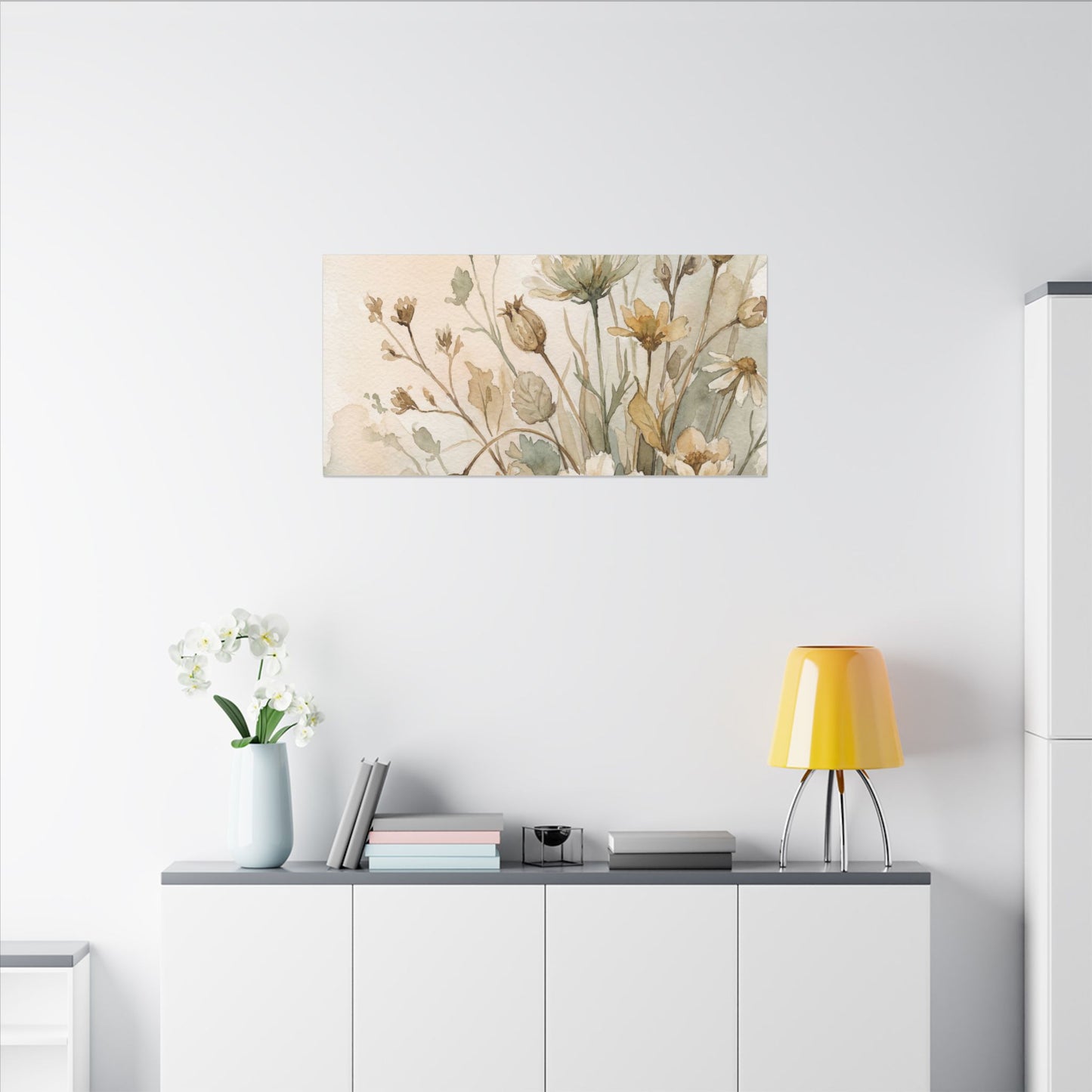Summer Dried Flowers Watercolor Canvas Art | Elegant Decor
