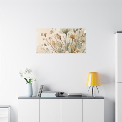 Summer Dried Flowers Watercolor Canvas Art | Elegant Decor