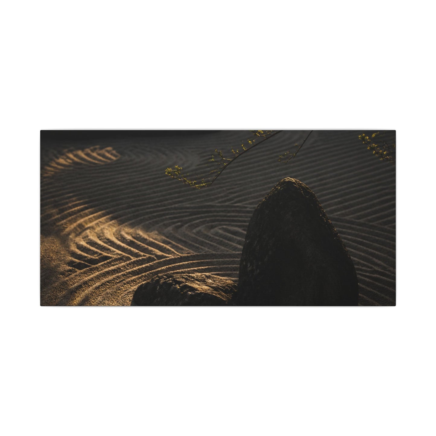 Ma Rock Garden Canvas Art - Dark Japandi Shadow Zen
