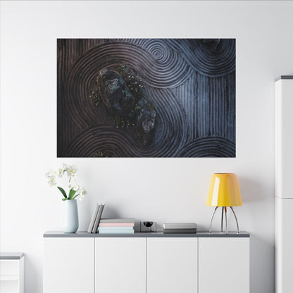 Spring Rock Garden Charcoal Ink Canvas Art | Bold Decor
