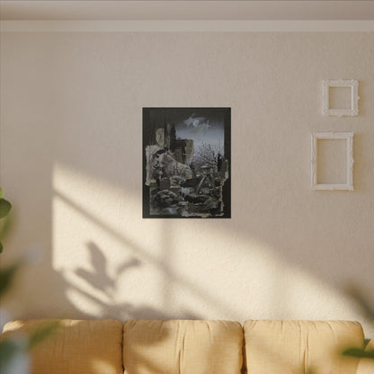 Winter Moonlit Garden Dark Texture Canvas Art | Moody Decor
