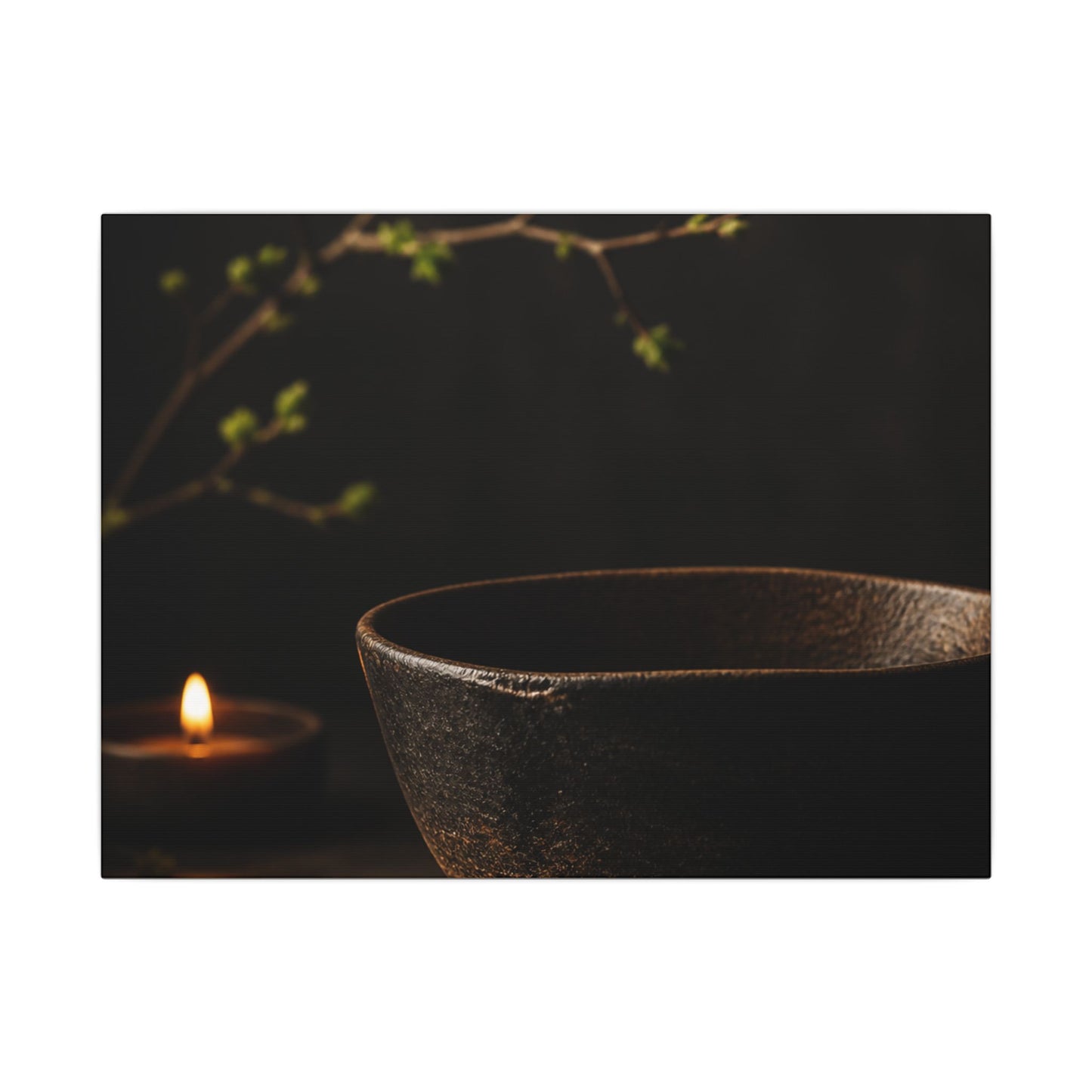 Moody Ceramic Bowl Canvas Art - Shadow Zen Dark Japandi