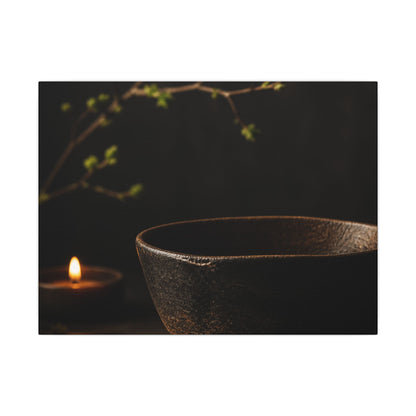 Moody Ceramic Bowl Canvas Art - Shadow Zen Dark Japandi