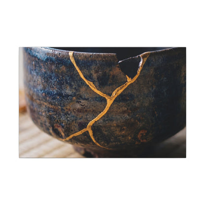 Tea Ceremony Autumn Canvas Art | Kintsugi Healing Design