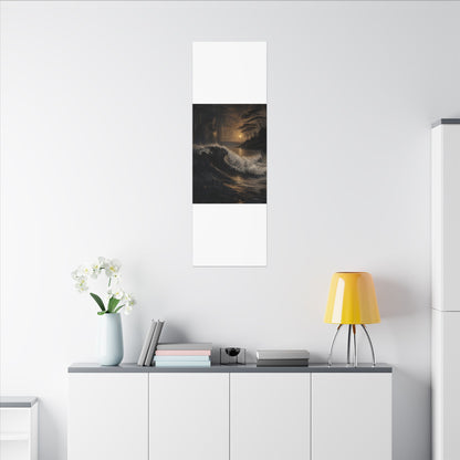 Ocean Wave Dark Texture Canvas Art | Bold Dark Japandi Art