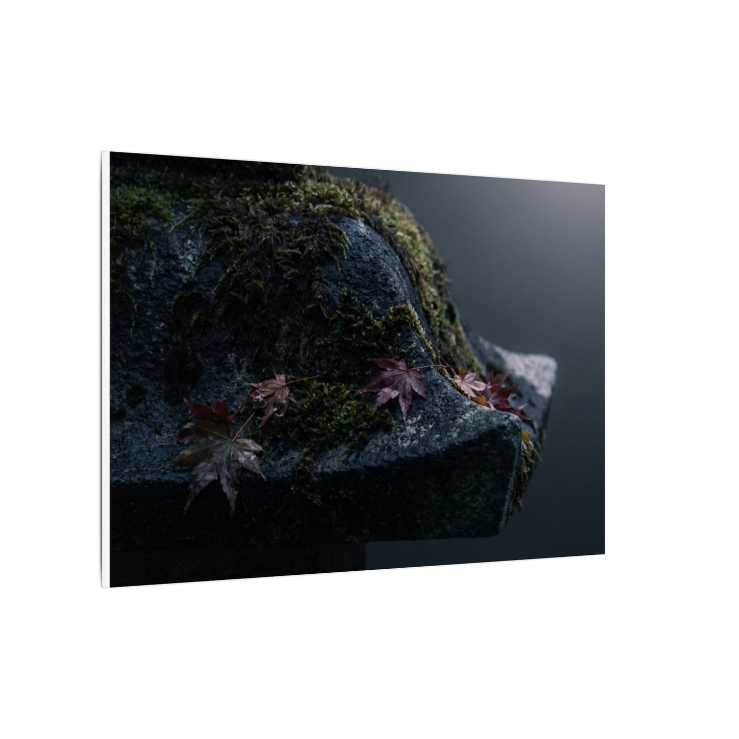 Stone Lantern Moody Minimal Canvas Art | Sophisticated Dark Japandi Art