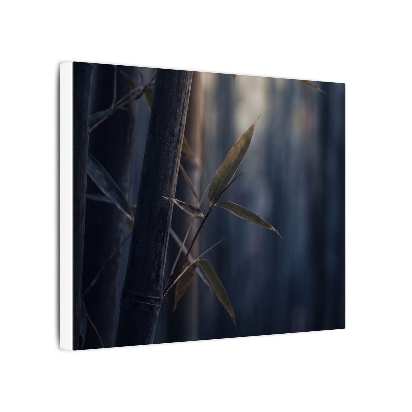 Dark Japandi Bamboo Grove in Dawn | Moody Minimal Canvas Art