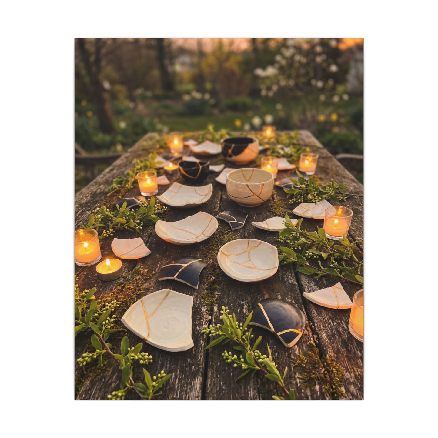 Broken Pottery Spring Canvas Art | Kintsugi Beautiful Design