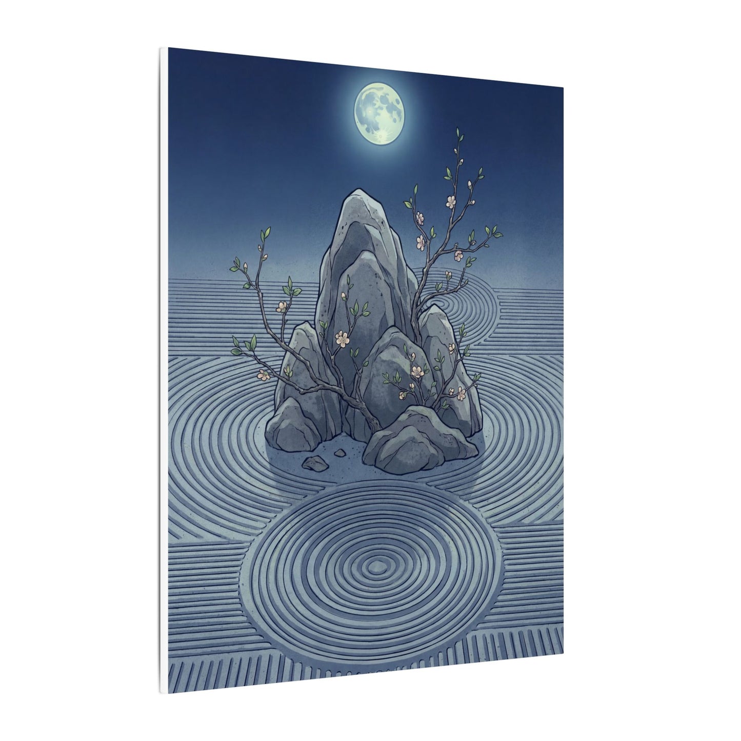 Spring Rock Garden Ukiyo E Inspired Canvas Art | Tranquil Decor
