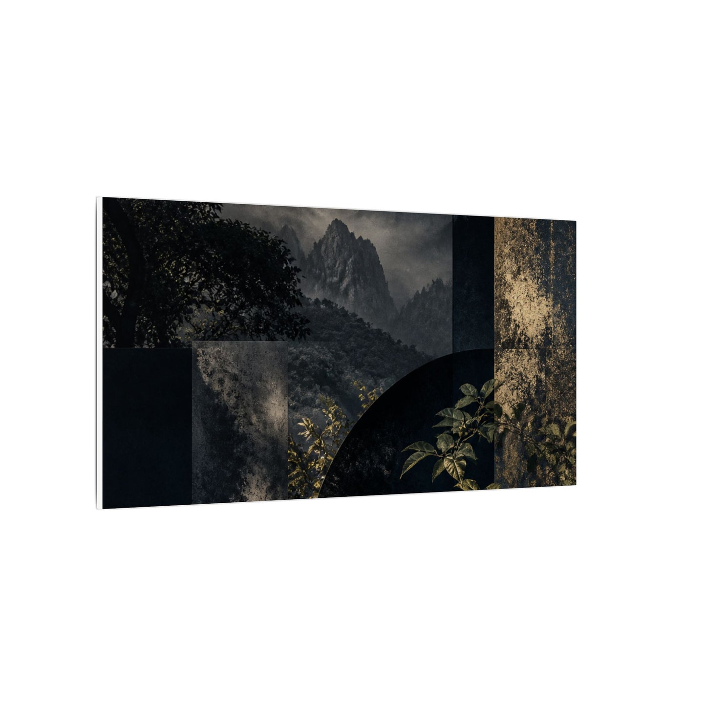 Mountain Mist Summer Canvas Art | Dark Japandi Atmospheric Design
