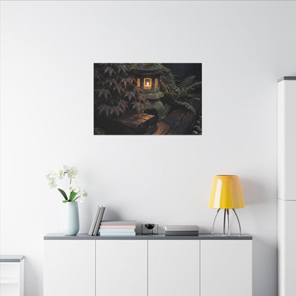 Moody Moonlit Garden Canvas Art - Shadow Zen Dark Japandi
