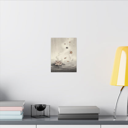 Lotus Flower Canvas Art | Autumn Zen Ukiyo E Inspired Art
