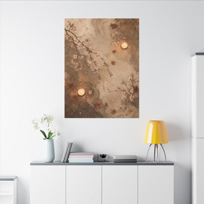 Cherry Blossom Canvas Art | Autumn Japandi Japanese Pattern Art