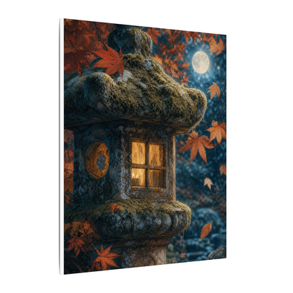 Autumn Stone Lantern Forest Whimsy Canvas Art | Earthy Decor