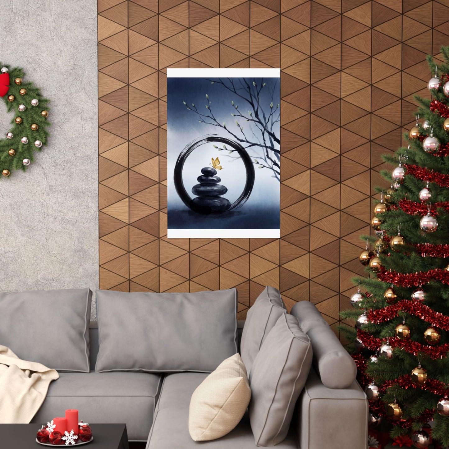 Zen River Stones in Dawn | Enso Wall Art Print