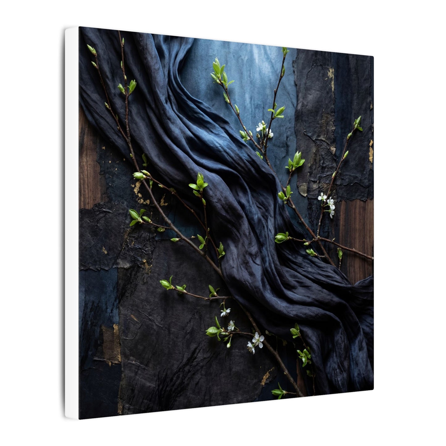 Spring Silk Drape Dark Texture Canvas Art | Atmospheric Decor