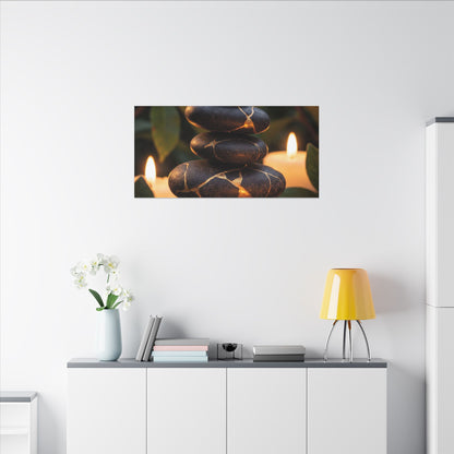 Summer River Stones Gold Vein Canvas Art | Philosophical Decor