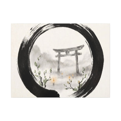 Spring Torii Gate Enso Canvas Art | Tranquil Decor Art Print