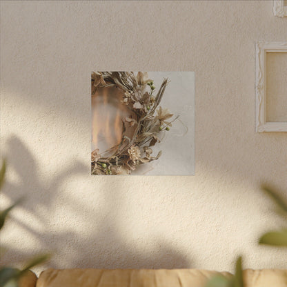 Dried Flowers Japanese Pattern Canvas Art | Neutral Japandi Art