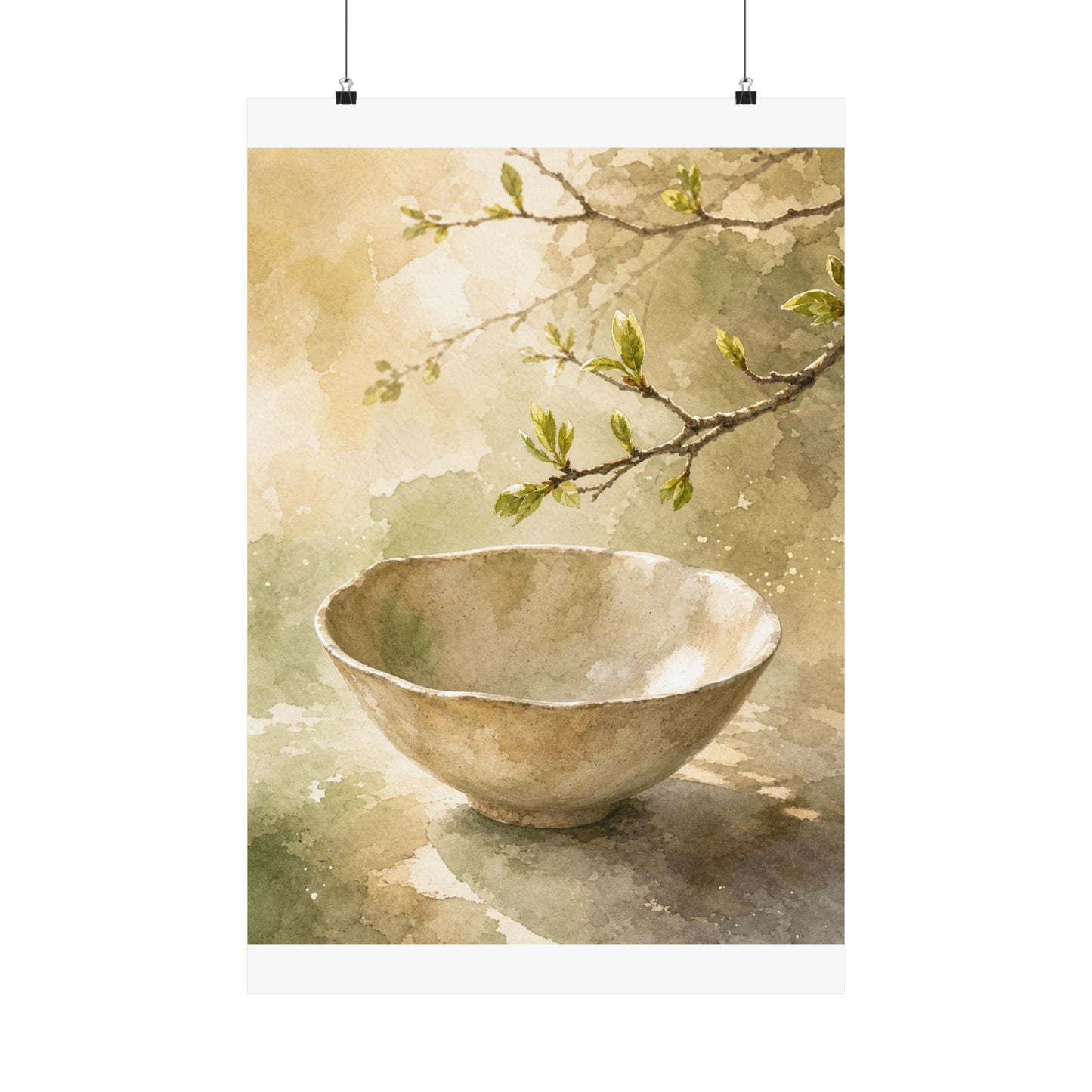 Neutral Ceramic Bowl Wall Art Print - Watercolor Japandi