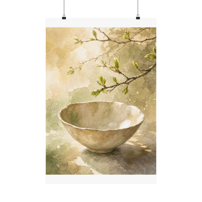 Neutral Ceramic Bowl Wall Art Print - Watercolor Japandi