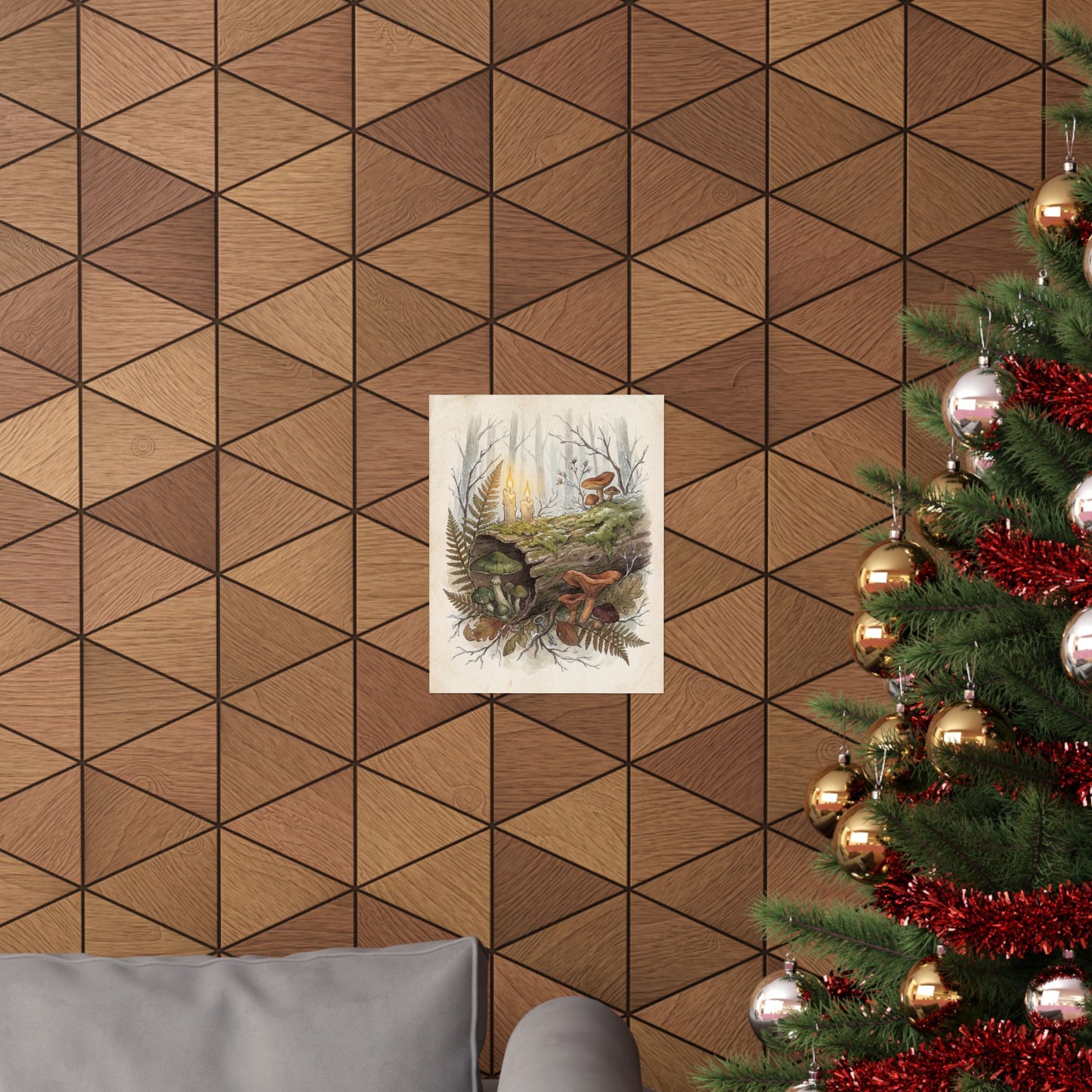 Winter Wild Mushrooms Herbarium Wall Art Print | Rustic Decor