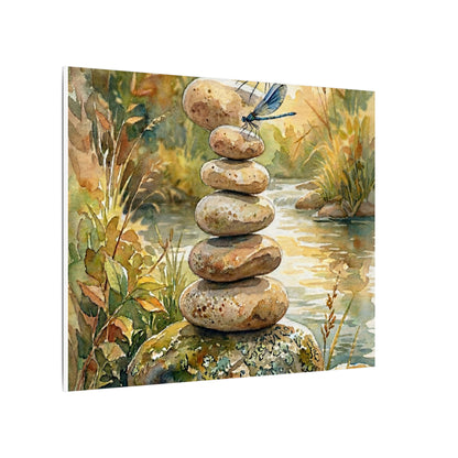 River Stones Summer Canvas Art | Japandi Cozy Design