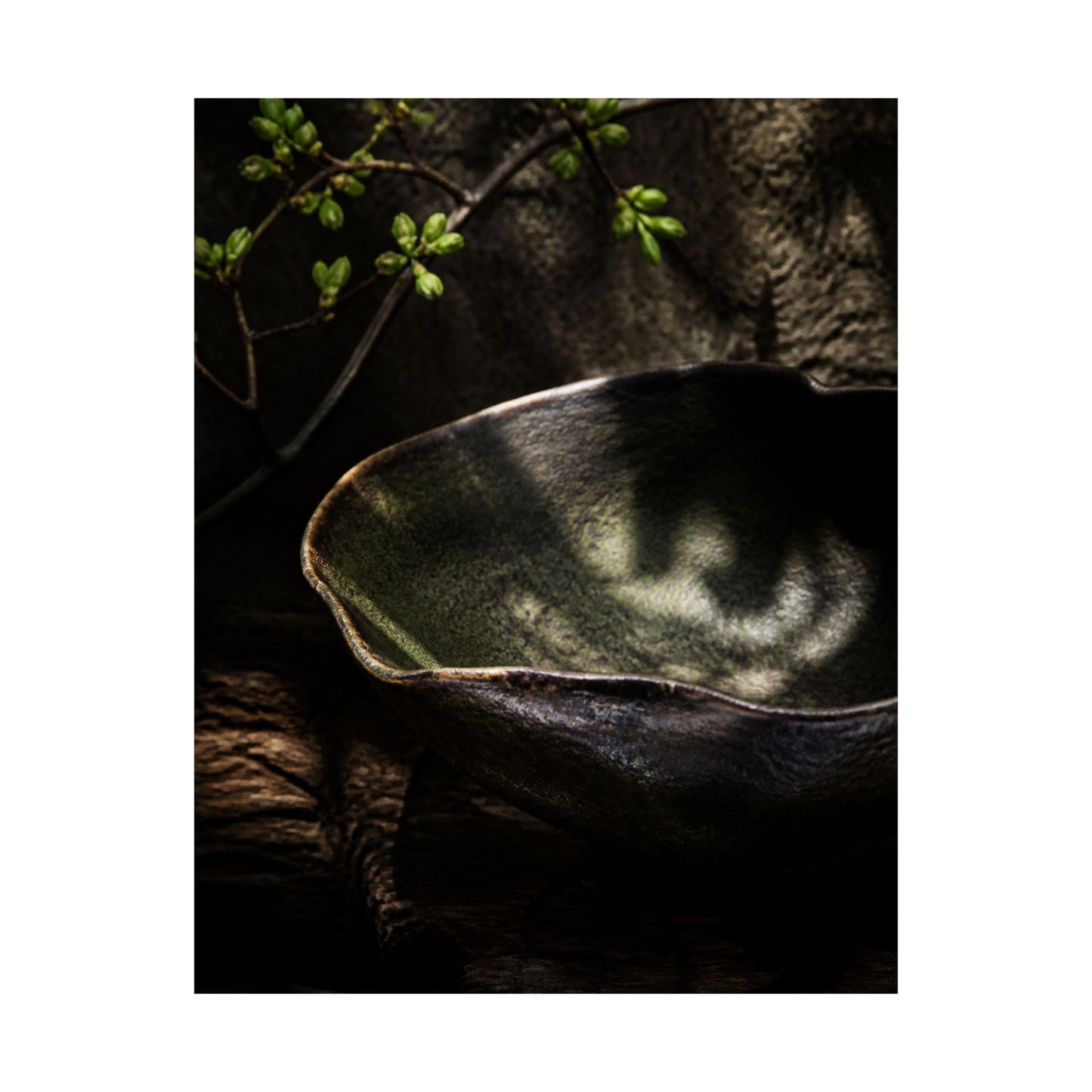 Dappled Ceramic Bowl Wall Art Print - Dark Japandi Fukinsei