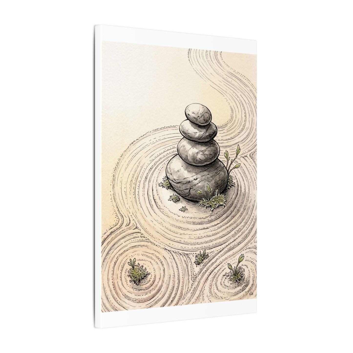 River Stones Spring Canvas Art | Zen Serene Design