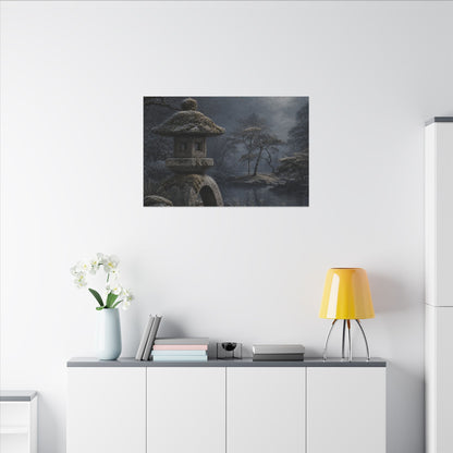Stone Lantern Canvas Art | Winter Japandi Japanese Pattern Art