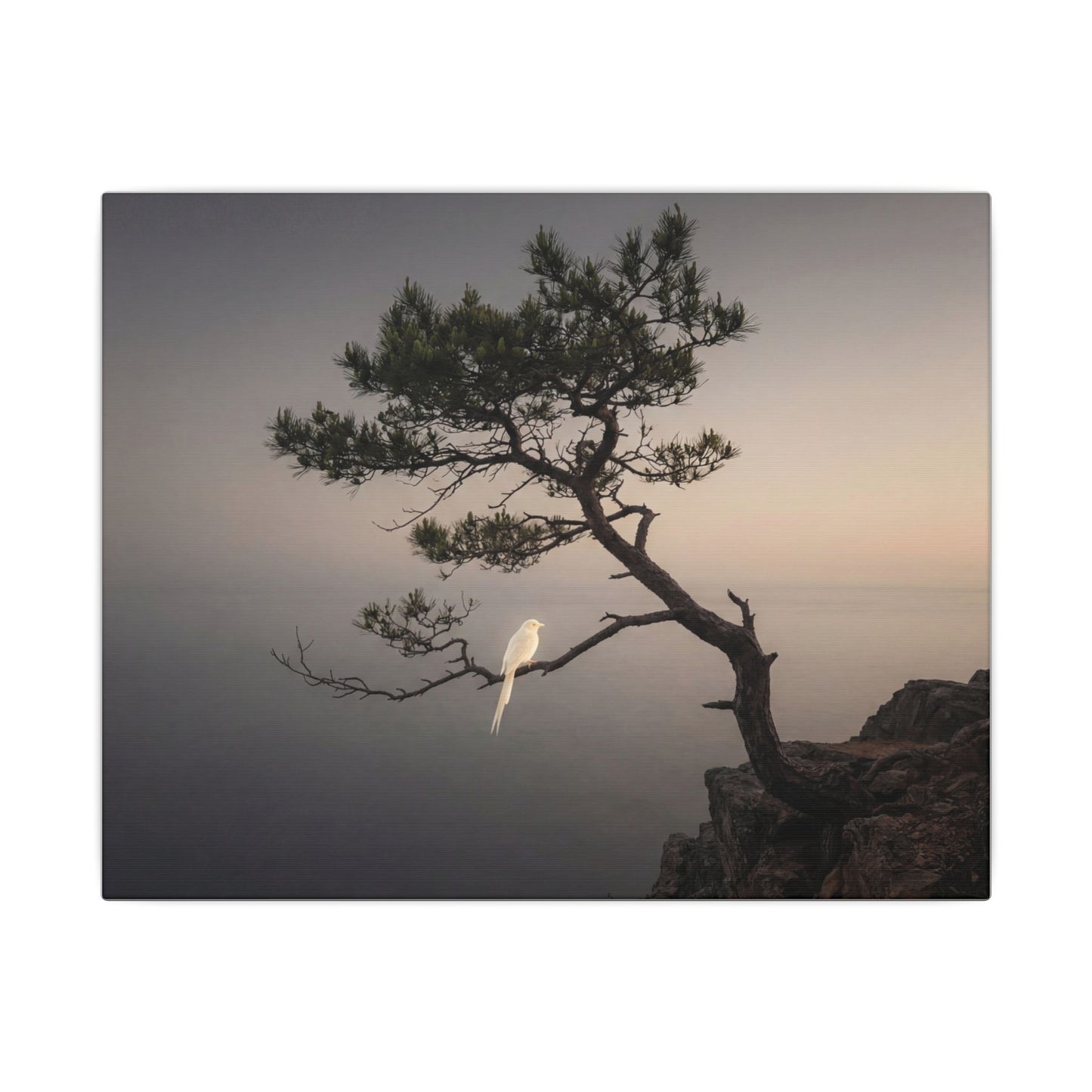 Dawn Pine Tree Canvas Art - Dark Japandi Datsuzoku