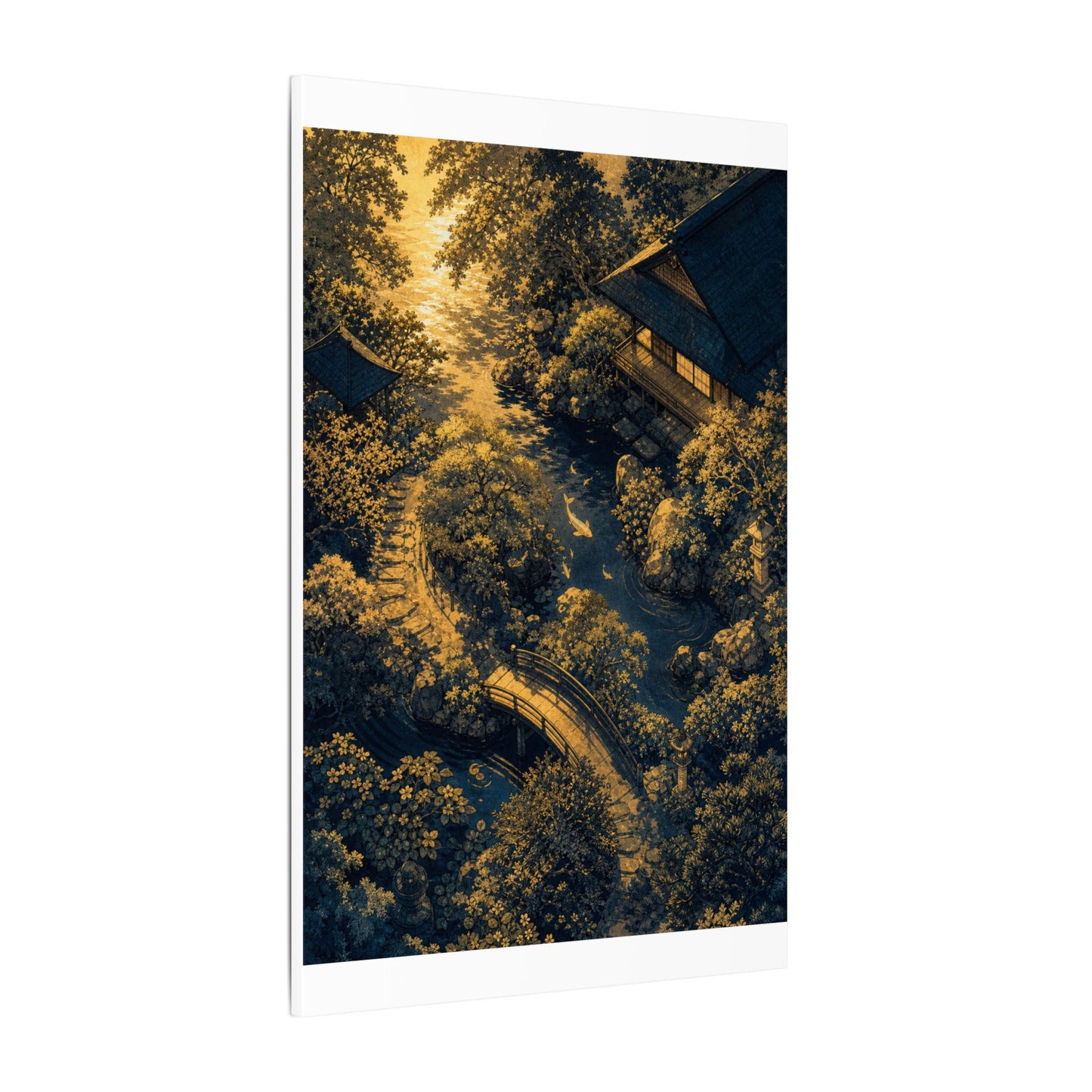 Contemplative Moonlit Garden Canvas Art - Ukiyo E Inspired Zen