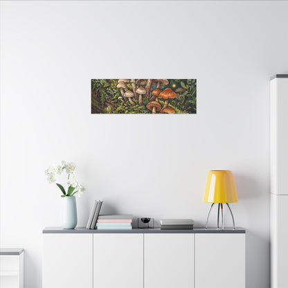 Spring Wild Mushrooms Herbarium Canvas Art | Rustic Decor