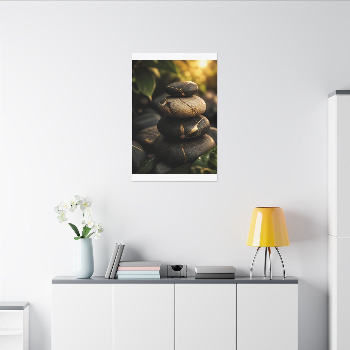 Summer River Stones Broken Beauty Canvas Art | Healing Decor